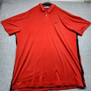 Nike Tiger Woods Collection Polo Shirt Mens Red DRI-FIT Snap Stretch Golf Xl